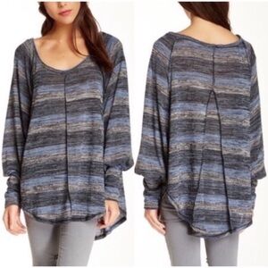 Free People Hacci Black/Gray Striped Sweater Sz XS